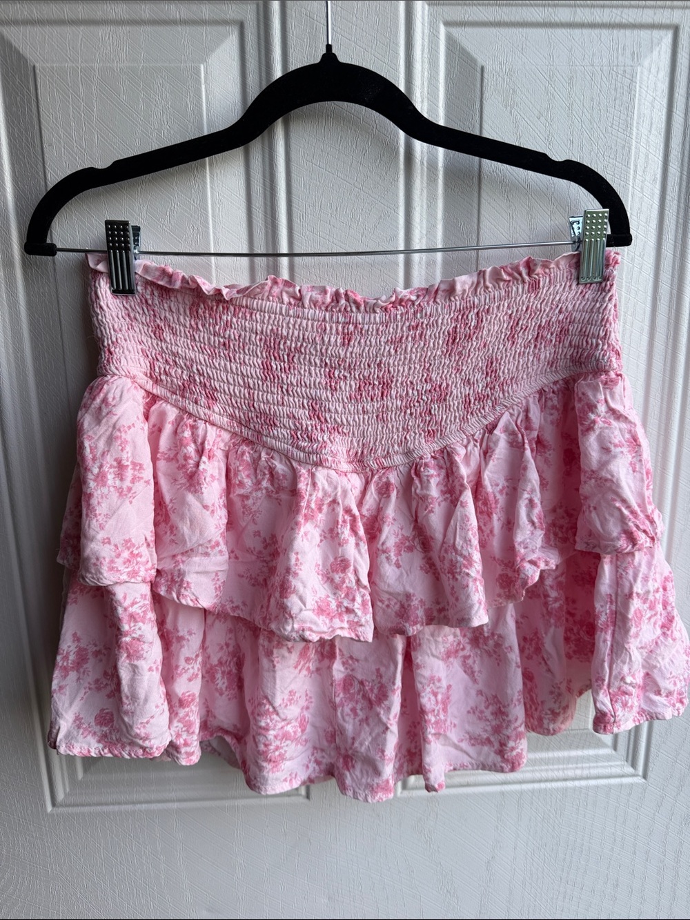Altar’d State Pink Floral Smocked Skort Cottagecore Mini Skirt XL
